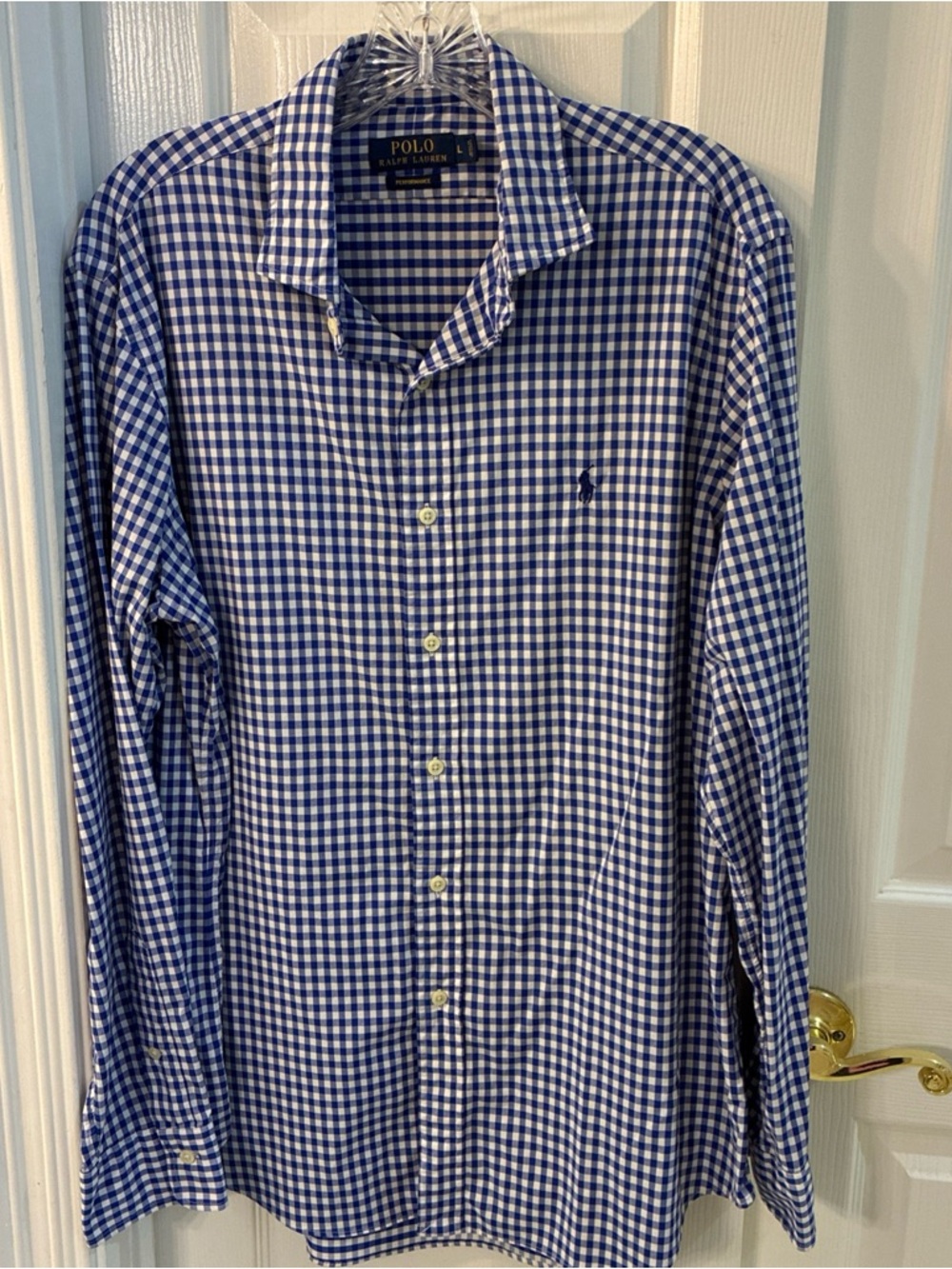 Polo by Ralph Lauren Performance Blue Check Long-Sleeve Shirt SZ L